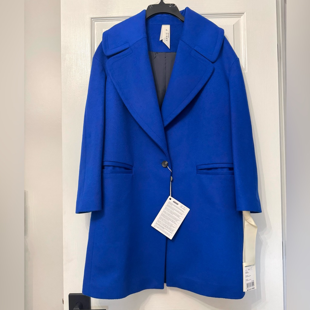 Annie P Italian Wool Cashmere Blue Women's Coat